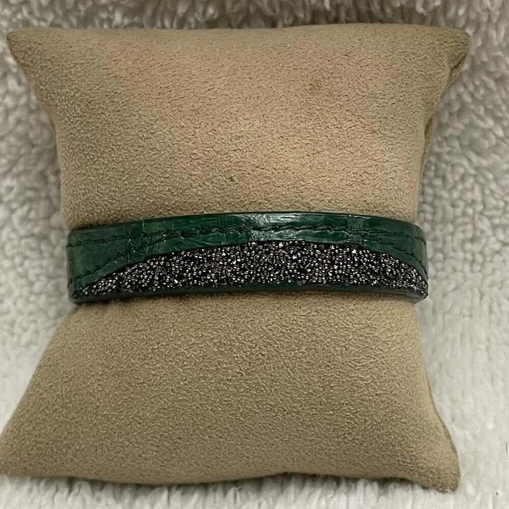 Khirma Eliazov Green Leather Bracelet